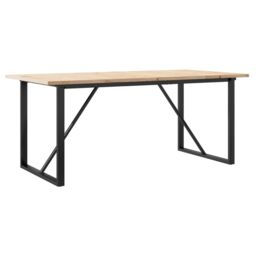 Berkfield Home Dining Table O-Frame 180x90x75.5 cm Solid Wood Pine & Steel in Brown - thumbnail 6