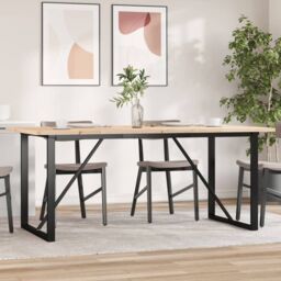 Berkfield Home Dining Table O-Frame 180x90x75.5 cm Solid Wood Pine & Steel in Brown