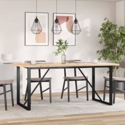 Berkfield Home Dining Table O-Frame 180x90x75.5 cm Solid Wood Pine & Steel in Brown - thumbnail 3