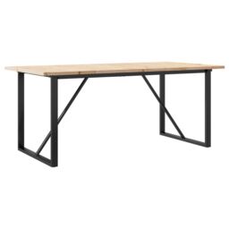 Berkfield Home Dining Table O-Frame 180x90x75.5 cm Solid Wood Pine & Steel in Brown - thumbnail 2