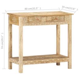 Berkfield Home Console Table 80x35x74 cm Solid Mango Wood in Brown - Size: 80 x 35 x 74 cm - thumbnail 8