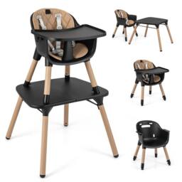 Costway 5-in-1 Convertible Baby Highchair Infant Dining Chair w/5-point Harness Tray Toddlers in Brown