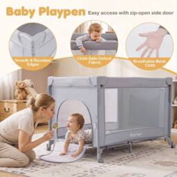 CASART Baby Travel Bassinet Infant Bedside Sleeper With Changing Table in Grey - thumbnail 9