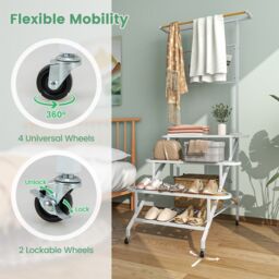 Costway 4-Tier Hanging Plant Stand Ladder Shelf W/Hanging Bar & Trellis Plant Holder in White - thumbnail 6