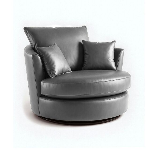 Furnishings For Less UK Danbury Leather Swivel Chair 360 Rotation Single Seater Black, Brown or Grey - image 1