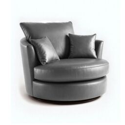 Furnishings For Less UK Danbury Leather Swivel Chair 360 Rotation Single Seater Black, Brown or Grey - thumbnail 1
