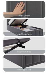 Home Discount Vida Designs Vanita 'Single Ottoman Bed Frame' Storage Linen Fabric in Dark Grey - Size: Single - thumbnail 3