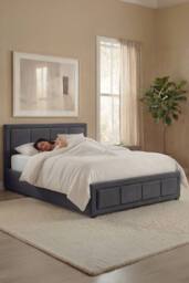 Home Discount Vida Designs Vanita 'Single Ottoman Bed Frame' Storage Linen Fabric in Dark Grey - Size: Single - thumbnail 7