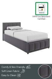 Home Discount Vida Designs Vanita 'Single Ottoman Bed Frame' Storage Linen Fabric in Dark Grey - Size: Single - thumbnail 5