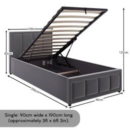 Home Discount Vida Designs Vanita 'Single Ottoman Bed Frame' Storage Linen Fabric in Dark Grey - Size: Single - thumbnail 8