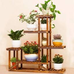 EONLION 5Tier Solid Wood Plant Stand Flower Pot Shelf in Brown - thumbnail 5