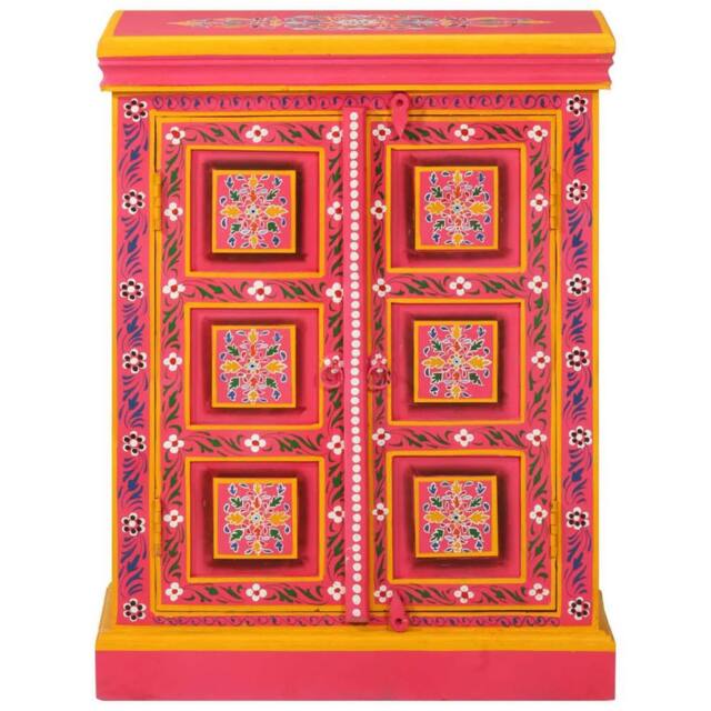 Berkfield Home Sideboard Solid Mango Wood Pink Hand Painted - image 1