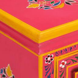 Berkfield Home Sideboard Solid Mango Wood Pink Hand Painted - thumbnail 6