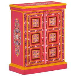 Berkfield Home Sideboard Solid Mango Wood Pink Hand Painted - thumbnail 2