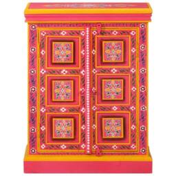 Berkfield Home Sideboard Solid Mango Wood Pink Hand Painted - thumbnail 1
