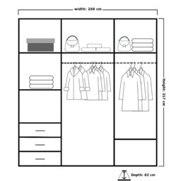 Sliding Wardrobes 4U Sleek Sliding Mirror Wardrobe with LED Various Sizes W250cm x H217cm in Brown - thumbnail 3
