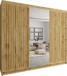 Sliding Wardrobes 4U Sleek Sliding Mirror Wardrobe with LED Various Sizes W250cm x H217cm in Brown - thumbnail 2