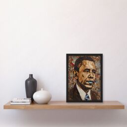 Artery8 Barack Obama Collage Art Portrait Artwork Framed Wall Art Print A4 in Black - thumbnail 2