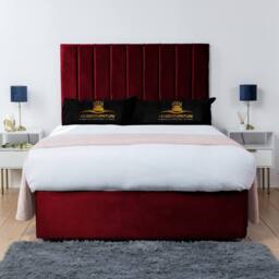 UK Bed Furniture Ashford Divan Bed with 2 Drawers Same Side & 26 Inch headboard in Maroon - Size: Super King - thumbnail 2