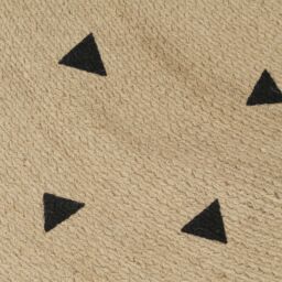 Berkfield Home Handmade Rug Jute with Triangle Print 150 cm in Black - Size: 100 cm diameter - thumbnail 4