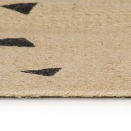 Berkfield Home Handmade Rug Jute with Triangle Print 150 cm in Black - Size: 100 cm diameter - thumbnail 3
