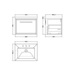 Balterley Longnor 1 Drawer Wall Hung Vanity Basin Unit, Antique Oak, 600mm in Brown - thumbnail 2