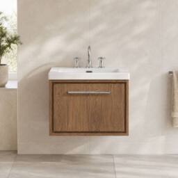 Balterley Longnor 1 Drawer Wall Hung Vanity Basin Unit, Antique Oak, 600mm in Brown - thumbnail 6
