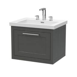 Balterley Blithbury 1 Drawer Vanity Basin Unit, Woodgrain Dark Grey, 600mm in Grey - thumbnail 1
