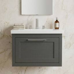 Balterley Blithbury 1 Drawer Vanity Basin Unit, Woodgrain Dark Grey, 600mm in Grey - thumbnail 9