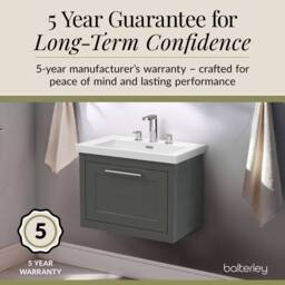 Balterley Blithbury 1 Drawer Vanity Basin Unit, Woodgrain Dark Grey, 600mm in Grey - thumbnail 6