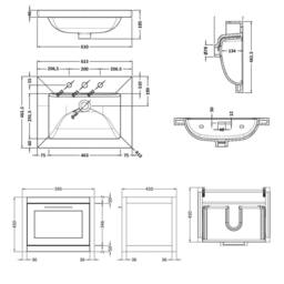 Balterley Blithbury 1 Drawer Vanity Basin Unit, Woodgrain Dark Grey, 600mm in Grey - thumbnail 8