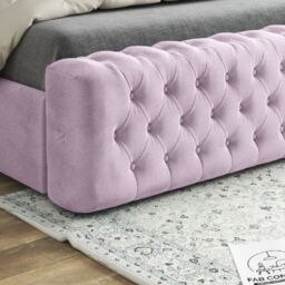 Casani Marino Mirror Upholstered Soft Velvet Bed Frame in Pink - Size: Single - thumbnail 3
