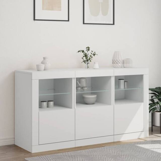 Berkfield Home Sideboard with LED Lights White 123x37x67 cm - Size: 123 x 37 x 67 cm - image 1