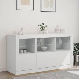 Berkfield Home Sideboard with LED Lights White 123x37x67 cm - Size: 123 x 37 x 67 cm - thumbnail 1