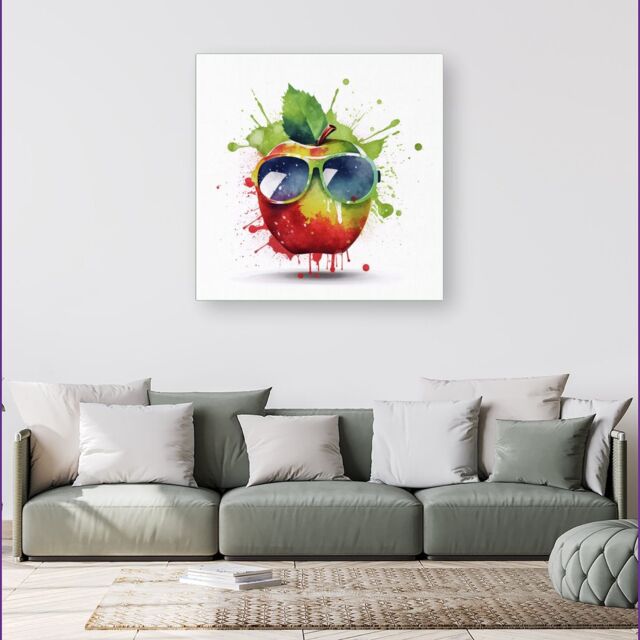 Warren Reed - Designer Apple In Glasses Splashart Canvas - Size: w40 inch x h40 inch - image 1
