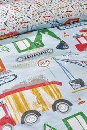 Catherine Lansfield 'Digger Dreams' Reversible Duvet Cover Set in Blue - Size: Single - thumbnail 4