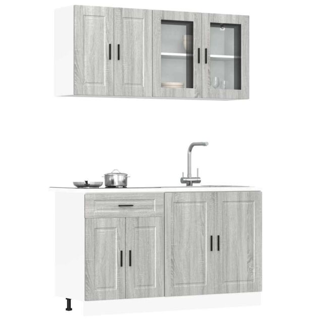 Berkfield Home 4 Piece Kitchen Cabinet Set Kalmar Grey Sonoma Engineered Wood - image 1