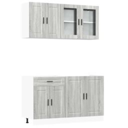 Berkfield Home 4 Piece Kitchen Cabinet Set Kalmar Grey Sonoma Engineered Wood - thumbnail 2