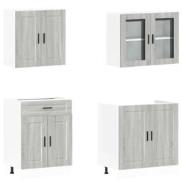 Berkfield Home 4 Piece Kitchen Cabinet Set Kalmar Grey Sonoma Engineered Wood - thumbnail 4
