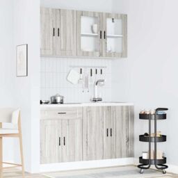 Berkfield Home 4 Piece Kitchen Cabinet Set Kalmar Grey Sonoma Engineered Wood - thumbnail 3