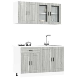 Berkfield Home 4 Piece Kitchen Cabinet Set Kalmar Grey Sonoma Engineered Wood - thumbnail 1