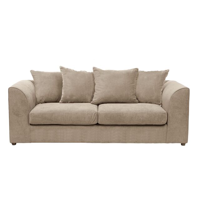 Furnishings For Less UK Fern Beige Chenille Fabric Chenille 3 Seater Sofa Scatter Back Curved Arm - image 1