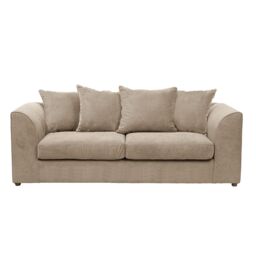Furnishings For Less UK Fern Beige Chenille Fabric Chenille 3 Seater Sofa Scatter Back Curved Arm - thumbnail 1