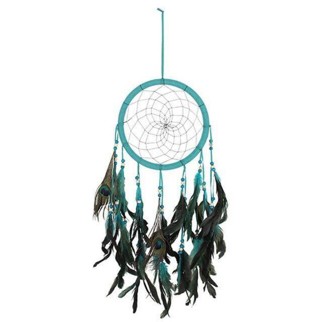Something Different Peacock Feather Dream Catcher in Turquoise - image 1