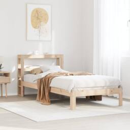 Berkfield Home Beautiful Bed Frame with Headboard without Mattress 90x200 cm in Natural - thumbnail 2