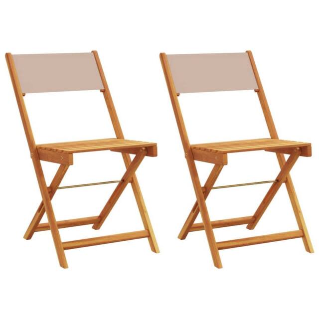 Berkfield Home Bistro Chairs 2 pcs Taupe Solid Wood Acacia & Fabric - image 1