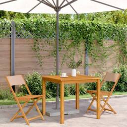 Berkfield Home Bistro Chairs 2 pcs Taupe Solid Wood Acacia & Fabric - thumbnail 3