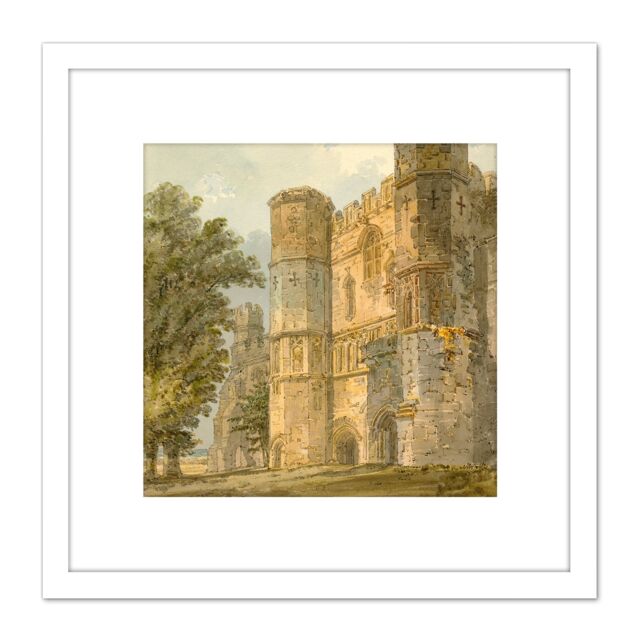 Artery8 Girtin The Gatehouse Of Battle Abbey Sussex 1794 Painting 8X8 Inch Square Wooden Framed Wall Art Print Picture with Mount in White - image 1