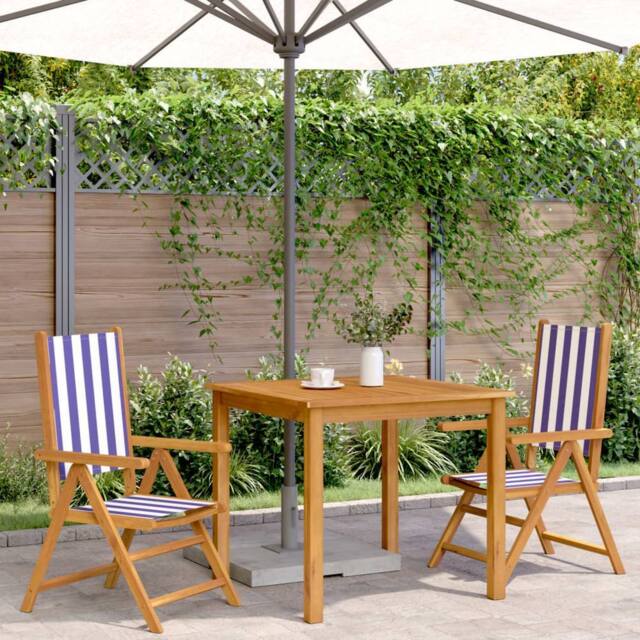 Berkfield Home Beautiful Garden Chairs 2 pcs Blue & White Solid Wood Acacia an - image 1