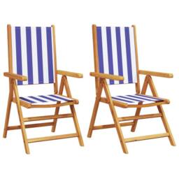 Berkfield Home Beautiful Garden Chairs 2 pcs Blue & White Solid Wood Acacia an - thumbnail 3